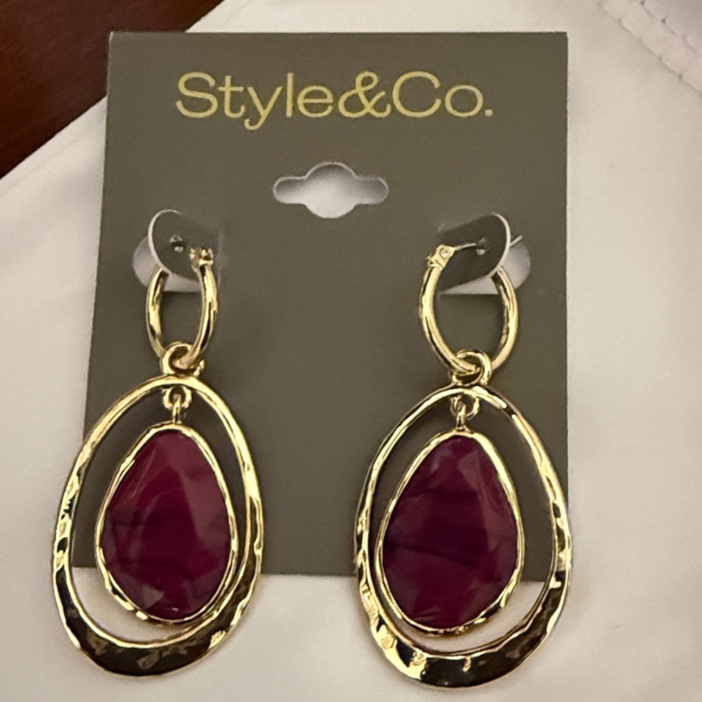 Style & Co. NWT Gold and Purple Earrings